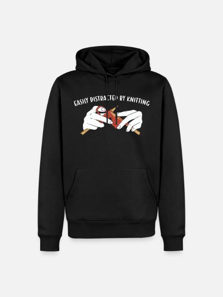 Easily Distracted By Knitting - Men’s Premium Organic Hoodie - black