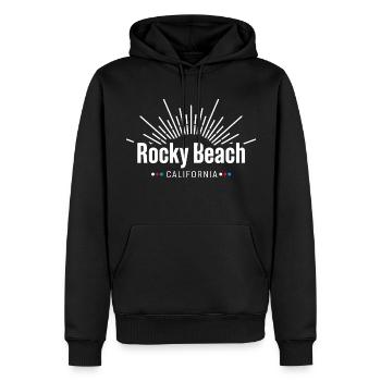 Die drei ??? Rocky Beach Kalifornien - Männer Premium Bio Hoodie - Schwarz - Vorne - Nico (187cm)