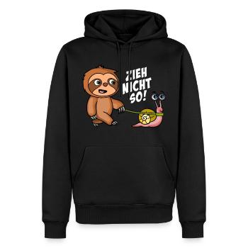Zieh nicht so Faultier + Schnecke Schwarze Shirts - Männer Premium Bio Hoodie - Schwarz - Vorne - Nico (187cm)