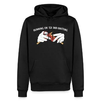 Courir sur le thé et tricoter - Sweat à capuche Premium bio Homme - noir - Devant - Nico (187cm)