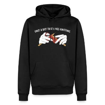 Only A Boy That Loves Knitting - Men’s Premium Organic Hoodie - black - Front - Nico (187cm)