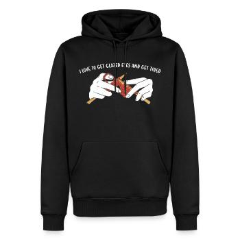 I Love To Get Glazed Eyes And Get Tired Knitting - Men’s Premium Organic Hoodie - black - Front - Nico (187cm)
