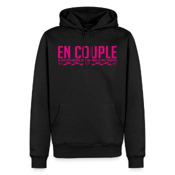 en couple enfin pas encore drôle pour célibataire! - Sweat à capuche Premium bio Homme - noir - Devant - Nico (187cm)