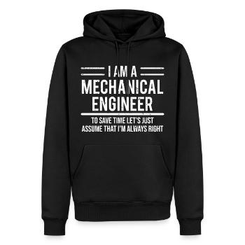 T-shirt drôle d'ingénieur mécanique toujours juste - Sweat à capuche Premium bio Homme - noir - Devant - Nico (187cm)