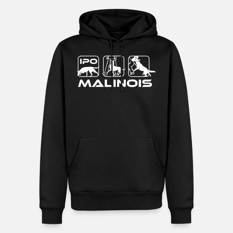 560 Malinois IPO blanc - Sweat à capuche Premium bio Homme - noir