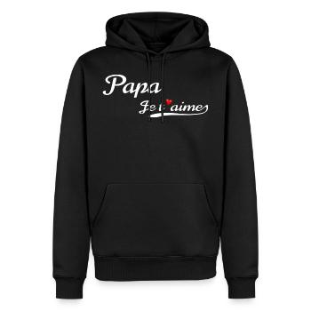 PAPA je t'aime - Je t'aime papa - Sweat à capuche Premium bio Homme - noir - Devant - Nico (187cm)