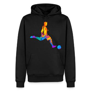 Fußball Fußballer Fußballverein Silhouette - Männer Premium Bio Hoodie - Schwarz - Vorne - Nico (187cm)