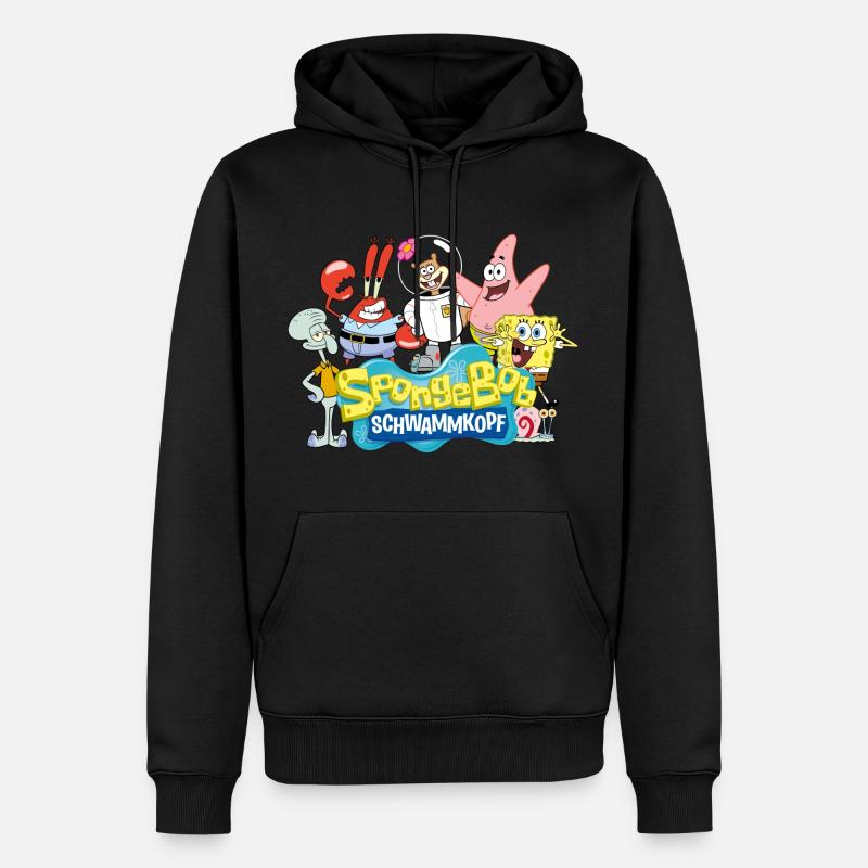 Bob l'Éponge Logo Patrick Thaddäus Krabs - Sweat à capuche Premium bio Homme - noir