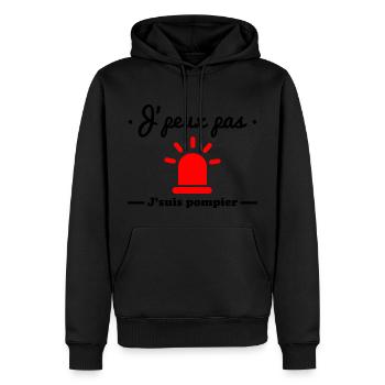 J'peux pas j'suis pompier - Sweat à capuche Premium bio Homme - noir - Devant - Nico (187cm)