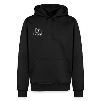 Le Skoll Logo Blanc - Sweat à capuche Premium bio Homme - noir - Devant - Nico (187cm)
