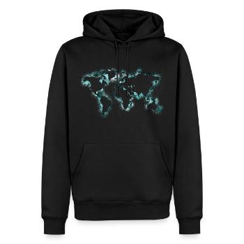 Weltkarte - Männer Premium Bio Hoodie - Schwarz - Vorne - Nico (187cm)