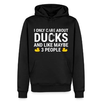 Je ne m'inquiète que des T-shirts d'amoureux des canards - Sweat à capuche Premium bio Homme - noir - Devant - Nico (187cm)