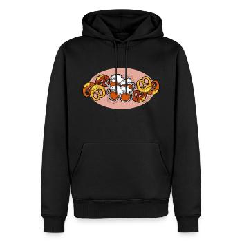 Fête de la bière Octoberfest. Tasse à bière et Brezel. - Sweat à capuche Premium bio Homme - noir - Devant - Nico (187cm)