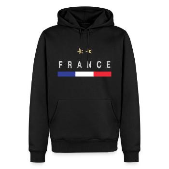 Maillot de football France Drapeau français - Sweat à capuche Premium bio Homme - noir - Devant - Nico (187cm)