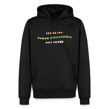 404 Error: Humour-Infused Intelligence Tee - Men’s Premium Organic Hoodie - black - Front - Nico (187cm)