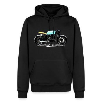 Cafe Racer Vintage Motorrad - Männer Premium Bio Hoodie - Schwarz - Vorne - Nico (187cm)