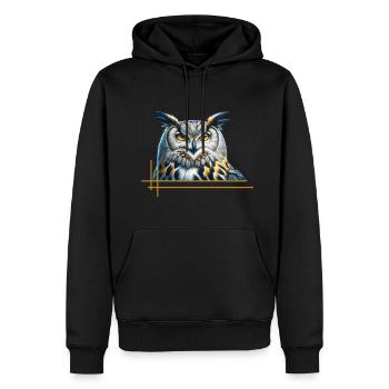 Impressionnant hibou grand-duc - Sweat à capuche Premium bio Homme - noir - Devant - Nico (187cm)