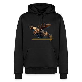 Der König des Waldes, der Elch - Männer Premium Bio Hoodie - Schwarz - Vorne - Nico (187cm)