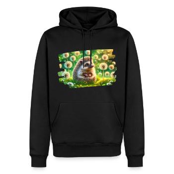 Charmanter Igel im Zauber der Sommerwiese - Männer Premium Bio Hoodie - Schwarz - Vorne - Nico (187cm)