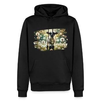 Charmant agneau dans un champ de pissenlit de rêve - Sweat à capuche Premium bio Homme - noir - Devant - Nico (187cm)