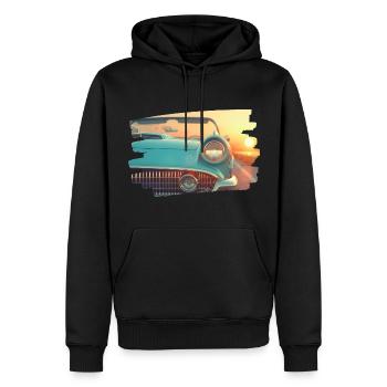 Classique turquoise au coucher du soleil - Sweat à capuche Premium bio Homme - noir - Devant - Nico (187cm)
