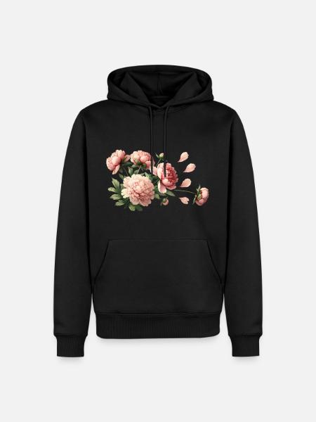Romantic pink peonies - Men’s Premium Organic Hoodie - black