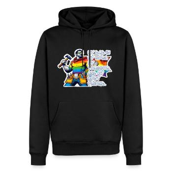 Papa – Superheld in den Farben des Regenbogens - Männer Premium Bio Hoodie - Schwarz - Vorne - Nico (187cm)