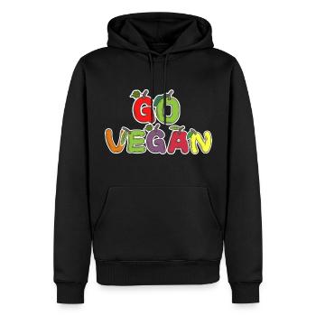 Go Vegan Früchte Buchstaben - Männer Premium Bio Hoodie - Schwarz - Vorne - Nico (187cm)