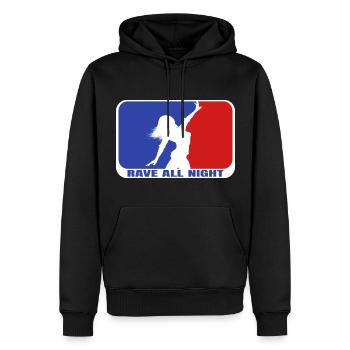 RAVE ALL NIGHT WOMAN - Männer Premium Bio Hoodie - Schwarz - Vorne - Nico (187cm)