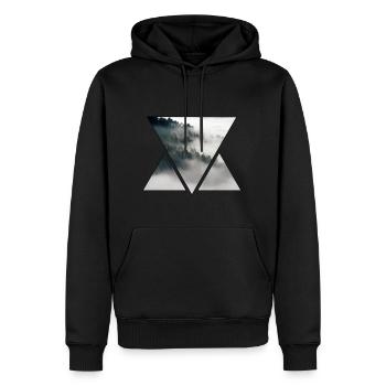 Dreieck Nebel und Wald - Männer Premium Bio Hoodie - Schwarz - Vorne - Nico (187cm)