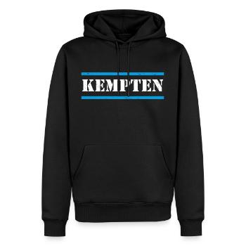 Kempten - Männer Premium Bio Hoodie - Schwarz - Vorne - Nico (187cm)