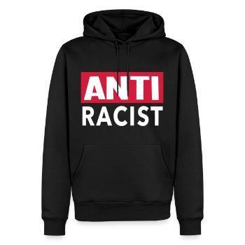 Anti Racist - Ansti Rassismus Shirt - Männer Premium Bio Hoodie - Schwarz - Vorne - Nico (187cm)