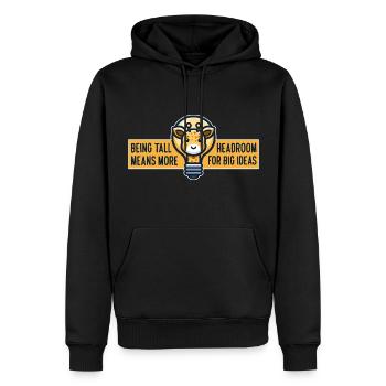 ÊTRE GRAND SIGNIFIE PLUS DE MARGE DE MANŒUVRE POUR LES GRANDES IDÉES - Sweat à capuche Premium bio Homme - noir - Devant - Nico (187cm)