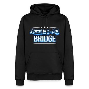 Bridge - j'peux pas , j'ai Bridge - Sweat à capuche Premium bio Homme - noir - Devant - Nico (187cm)