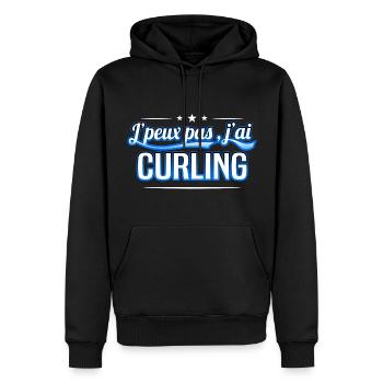 Curling - j'peux pas , j'ai Curling - Sweat à capuche Premium bio Homme - noir - Devant - Nico (187cm)