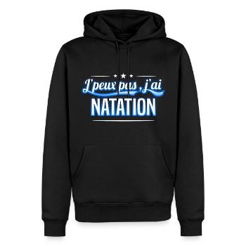 Natation - j'peux pas , j'ai Natation - Sweat à capuche Premium bio Homme - noir - Devant - Nico (187cm)