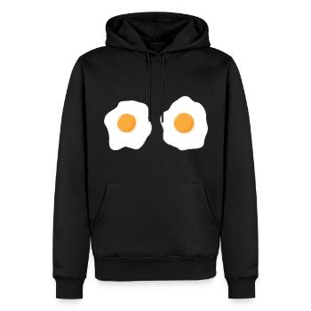 zwei Spiegeleier - Männer Premium Bio Hoodie - Schwarz - Vorne - Nico (187cm)