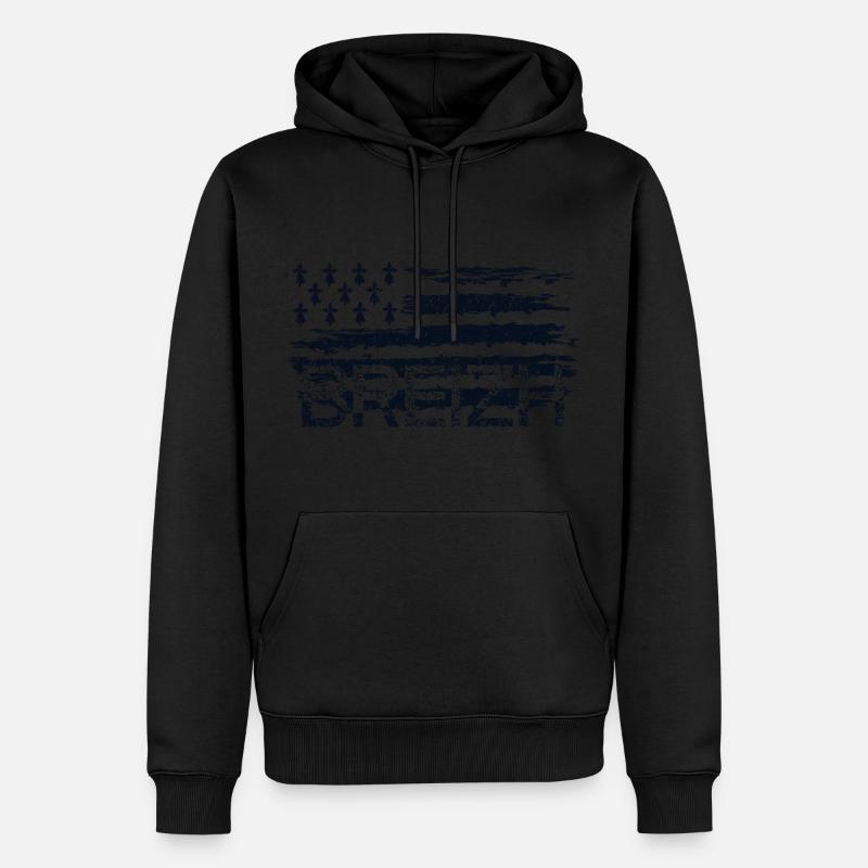 drapeau breton,BREIZH vintage,bretagne flag,BZH - Sweat à capuche Premium bio Homme - noir