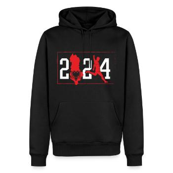 Albania Berlin Fußball 2024 - Männer Premium Bio Hoodie - Schwarz - Vorne - Nico (187cm)