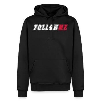 FOLLOW ME - Männer Premium Bio Hoodie - Schwarz - Vorne - Nico (187cm)