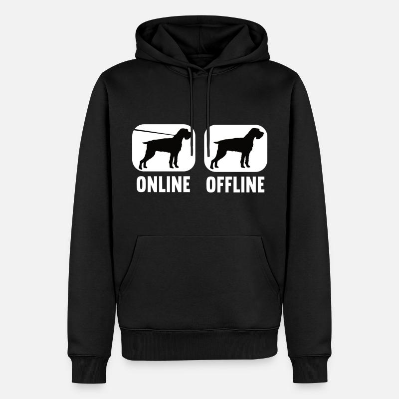 Online Offline Deutsch Drahthaar Jagdhund - Männer Premium Bio Hoodie - Schwarz