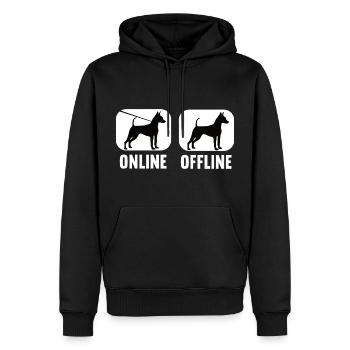 Chien Pinscherfan miniature hors ligne - Sweat à capuche Premium bio Homme - noir - Devant - Nico (187cm)