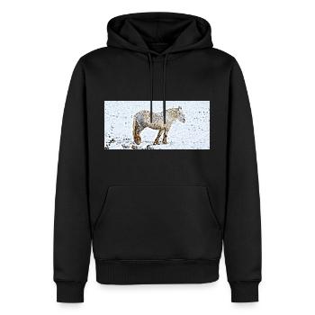 La jument de trait - Sweat à capuche Premium bio Homme - noir - Devant - Nico (187cm)
