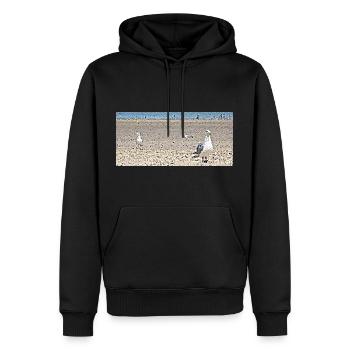 Les goélands à la plage - Sweat à capuche Premium bio Homme - noir - Devant - Nico (187cm)