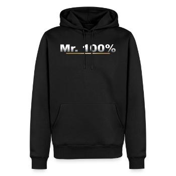 M. 100 % - Perfectionniste - Sweat à capuche Premium bio Homme - noir - Devant - Nico (187cm)