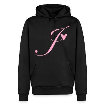Monogramme J Vigne Coeur - Sweat à capuche Premium bio Homme - noir - Devant - Nico (187cm)