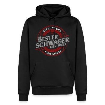 Schwager Schwäger Geschenk Geschenkidee - Männer Premium Bio Hoodie - Schwarz - Vorne - Nico (187cm)