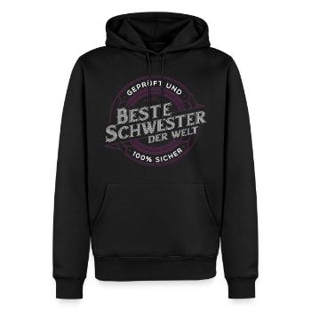 Schwester Schwesterherz Geschenk Geschenkidee - Männer Premium Bio Hoodie - Schwarz - Vorne - Nico (187cm)