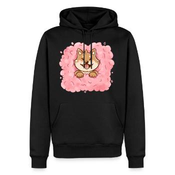 Cotton Candy Shiba Inu - Sweat à capuche Premium bio Homme - noir - Devant - Nico (187cm)