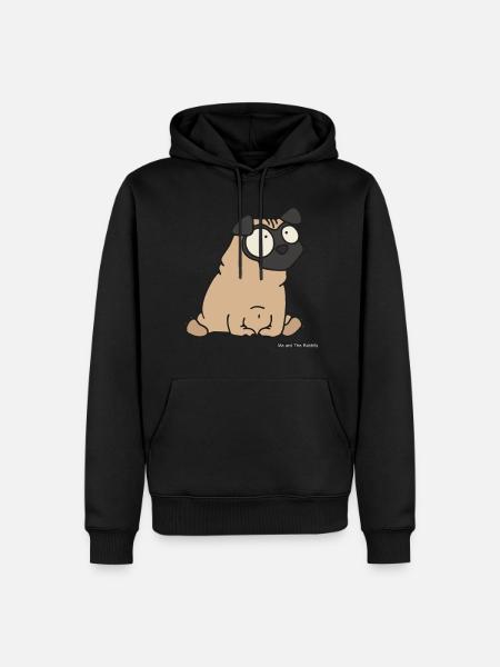 Mops / Pug - Männer Premium Bio Hoodie - Schwarz